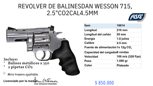 Revolver De Balin Dan WESSON 715 2.5 C/4.5mm