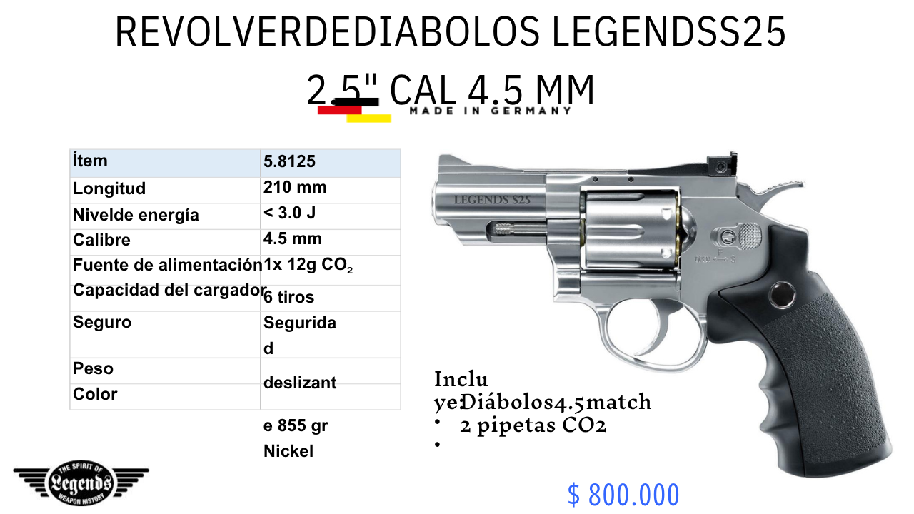 Revolver De Diabolos LEGENDS 2.5 C/4.5mm