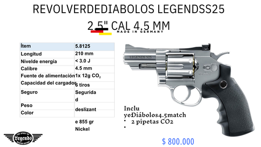 Revolver De Diabolos LEGENDS 2.5 C/4.5mm