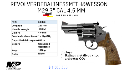 Revolver De Balin SMITH Y WESSON M29 3' C/4.5mm