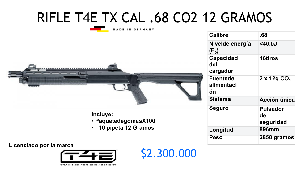Rifle T4E TX C/.68 Co2