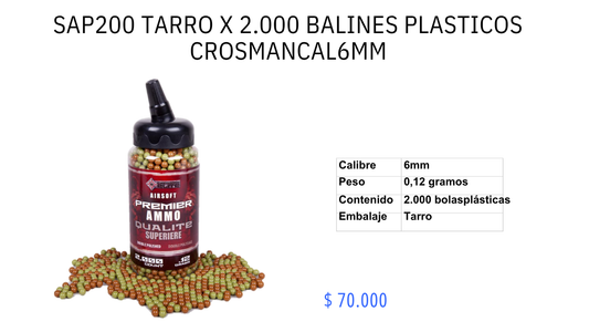 Tarro X 2.000 Plasticos c/6mm