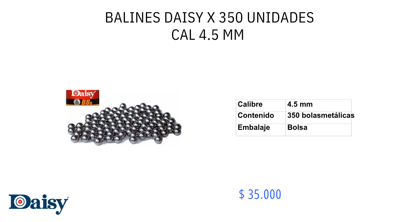 Balines DAYSI x 350 Unidades C/4.5mm