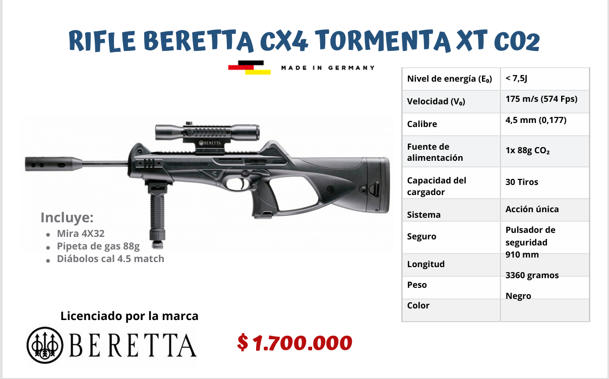 Rifle Beretta CX4 TORMENTA XT CO2