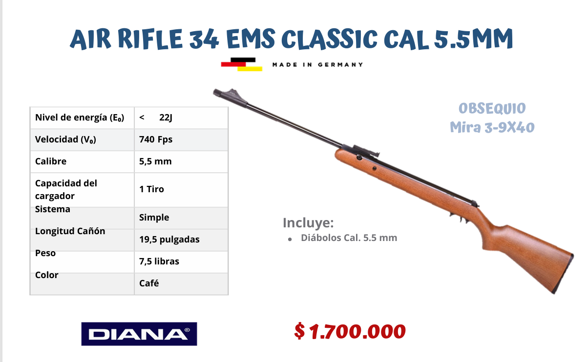 AIR RIFLE 34 EMS CLASSIC CAL 5.5 MM