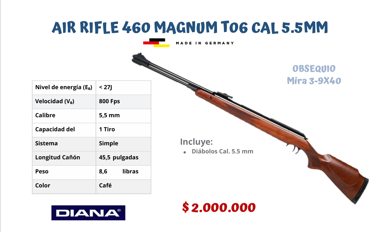 AIR RIFLE 460 MAGNUM TO6 CAL 5.5. MM