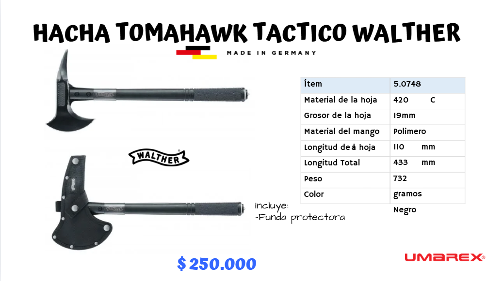 Hacha TOMAHAWK Tactico WALTHER