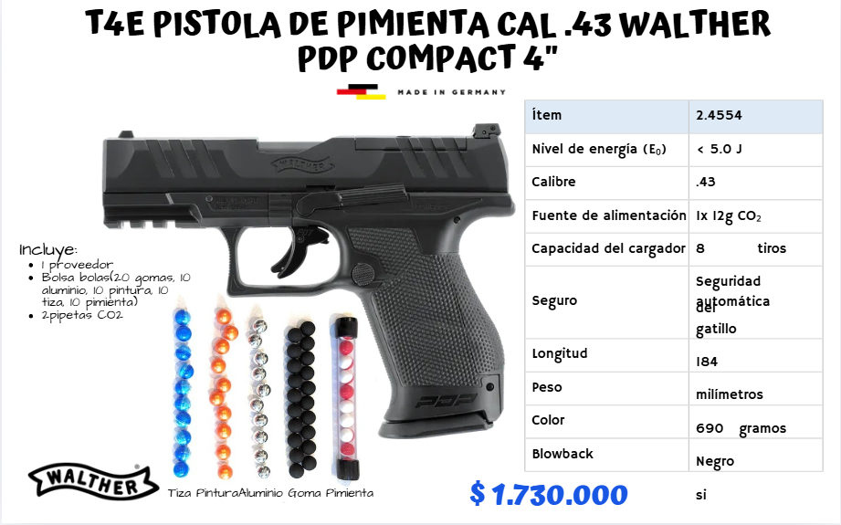 Pistola Gas pimienta .43 CO2