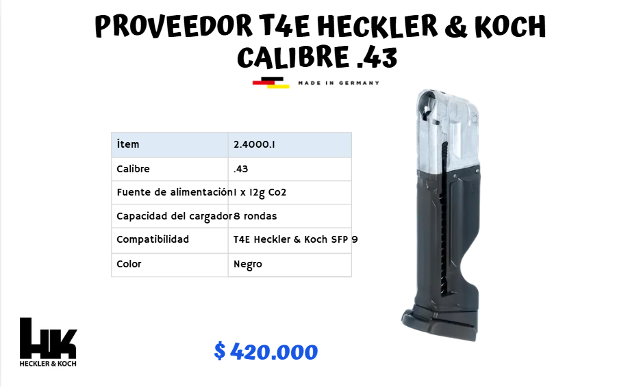Proveedor T4E HECKLER Y KOCH CAL .43