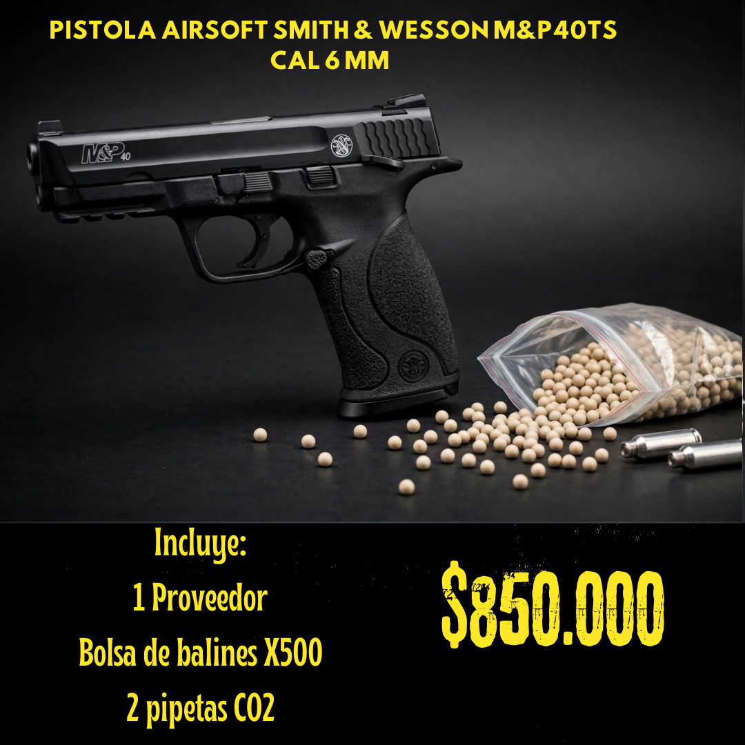 Pistola Airsoft Smith y Wesson Cal 6 mm CO2