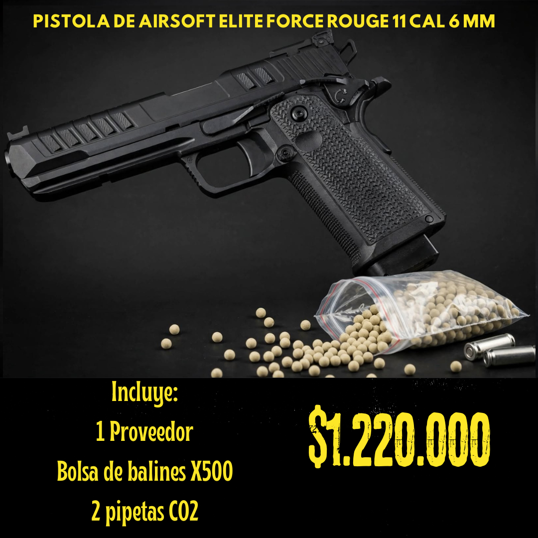 Pistola De Airsoft Elite Force ROUGE 11 Cal 6 mm CO2