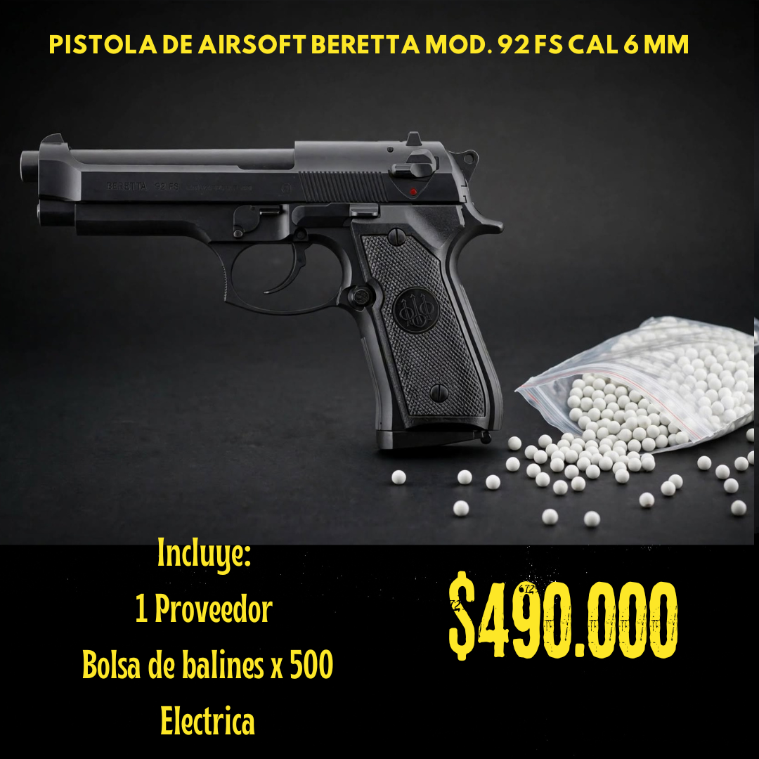Pistola De Airsoft Beretta Mod 92 Cal 6 mm ELECTRICO