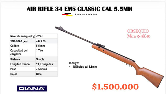 Air Rifle 34 EMS Classic Cal 5.5 mm