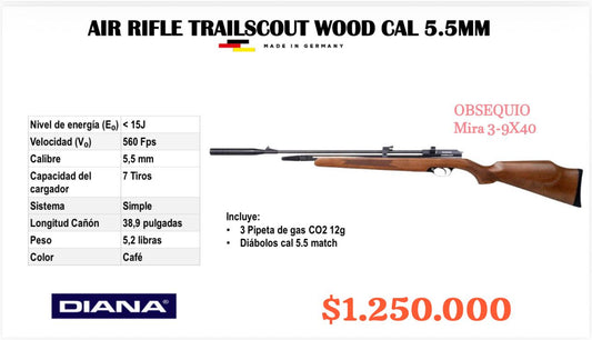 Air Rifle TrailScout Wood Cal 5.5 mm