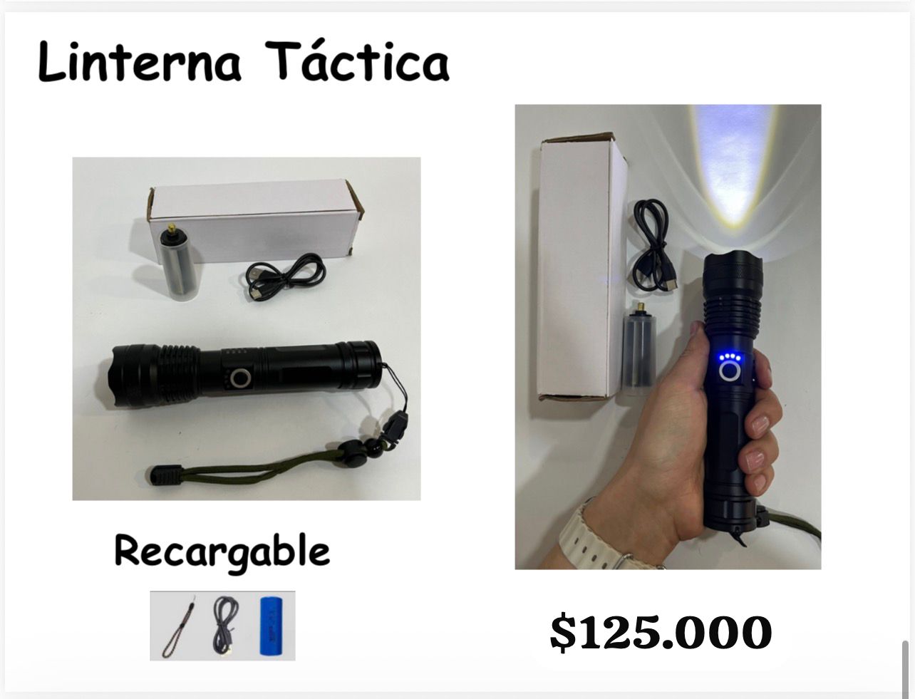 Linterna Tactica Recargable