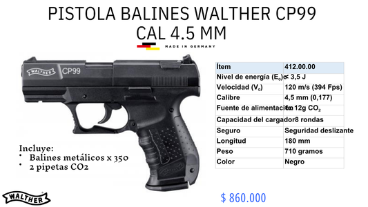 Pistola Balines Walther CP99 C/4.5mm