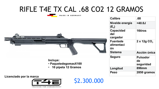 Rifle T4E TX  C/.68 Co2