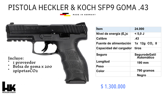 Pistola Heckler y Koch SFP9 Goma .43