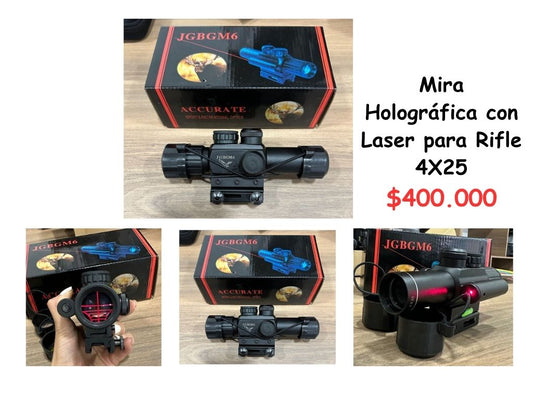 Mira Holografica Con Lazer Para Rifle 4x25
