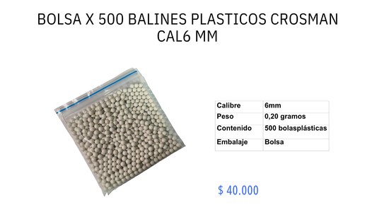Bolsa X 500 Balines Plasticos c/6mm