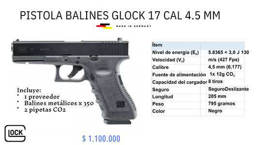 Pistola De Balin Glock 17 C/4.5mm