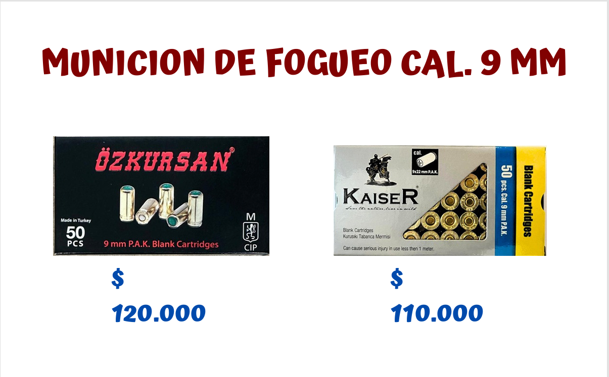 MUNICION DE FOGUEO CAL 9 MM