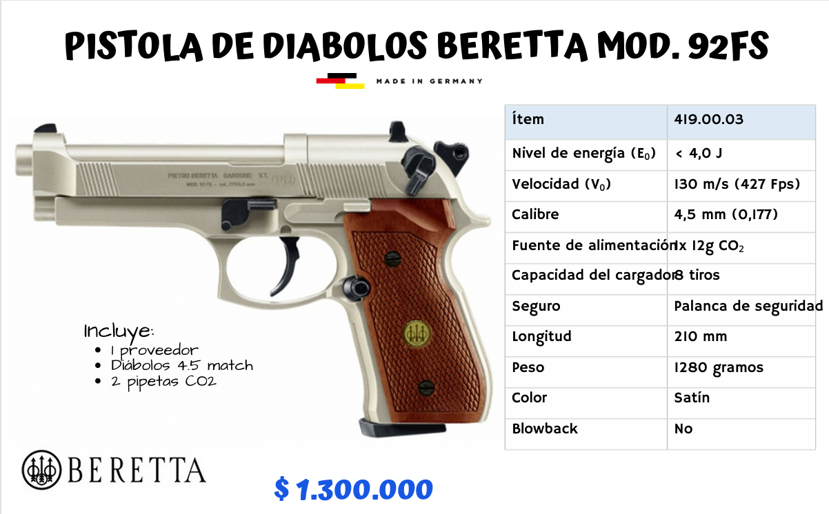PISTOLA DE DIABOLOS BERETA MOD 95FS