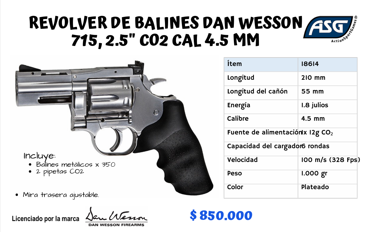 REVOLVER DE BALINES DAN WESSON 715  CAL 4.5 MM
