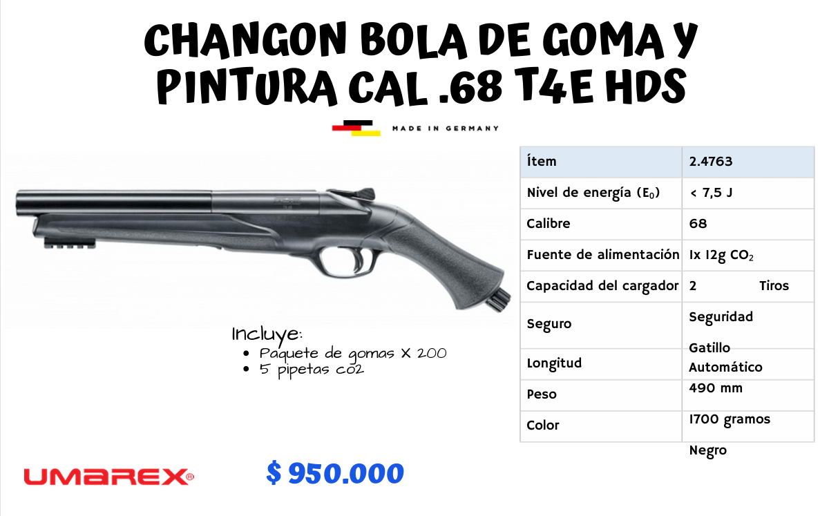 Changon Bola de Goma y  Pintura CAL .68 T4E HDS