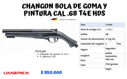 Changon Bola de Goma y  Pintura CAL .68 T4E HDS