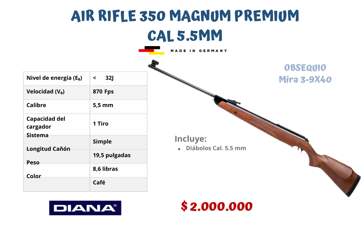 AIR RIFLE 350 MAGNUM PREMIUM CAL 5.5 MM