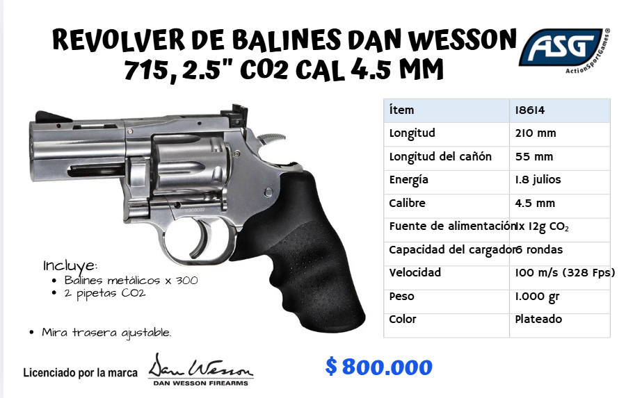 Revolver De Balines Dan Wesson cO2 Cal 4.5 mm
