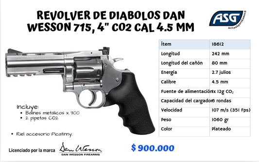 Revolver De Balines Dan Wesson Co2 Cal 4.5 mm