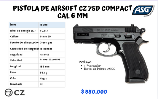Pistola De Airsoft CZ Compact Cal 6 mm GREEN GAS