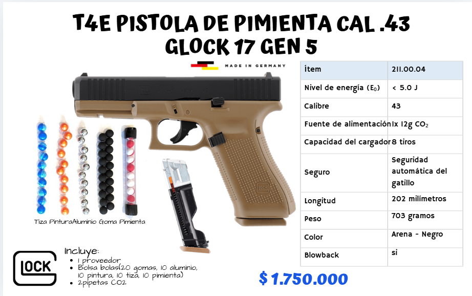 Pistola Gas pimienta .43 CO2