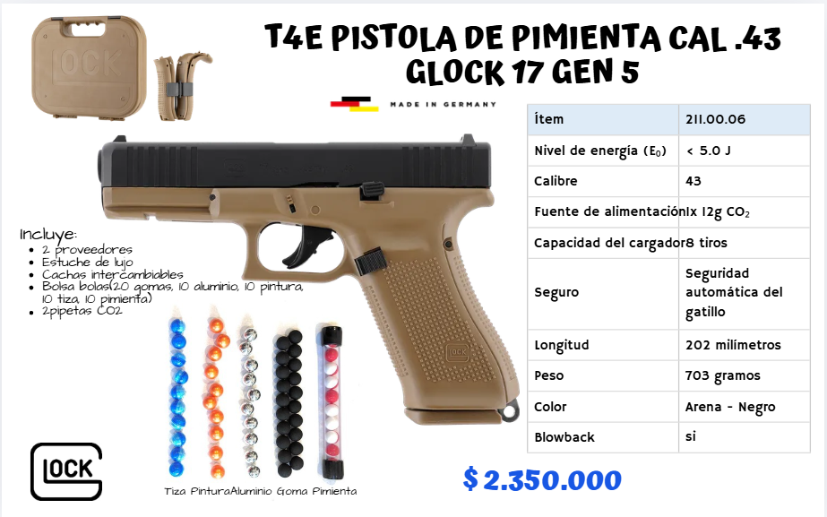 Pistola Gas pimienta .43 CO2