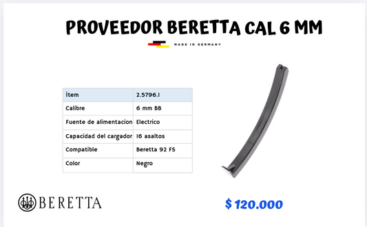 Proveedor Beretta Cal 6 mm
