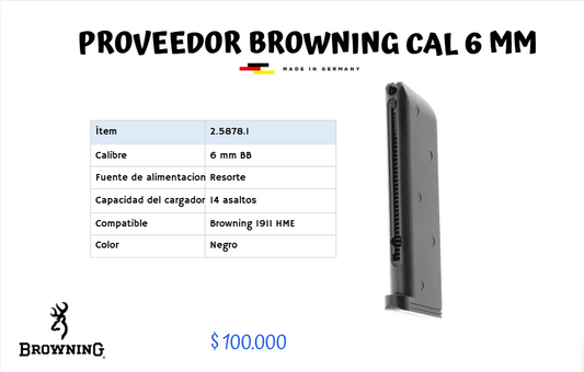 Proveedor Browning Cal 6 mm GREEN GAS