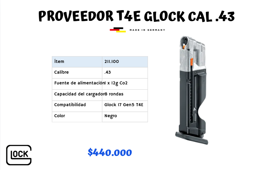 Proveedor T4E Glock CAL .43