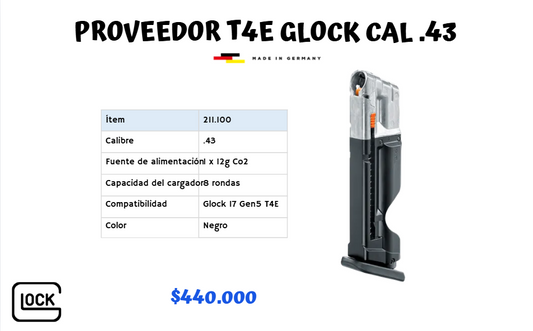 Proveedor T4E Glock CAL .43