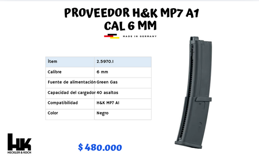 Proveedor HYK MP7 A1 CAL 6 MM
