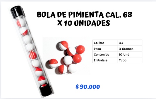Bola De Pimienta Cal .68 X 10 UNID