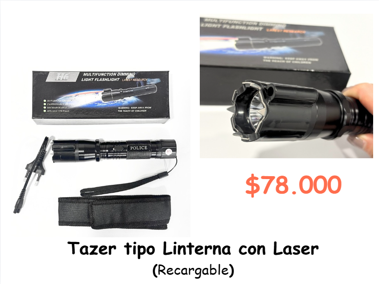 Tazer Tipo Linterna con Laser