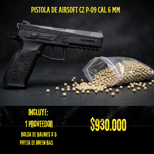 Pistola De Airsoft Cz P-09 Cal 6 mm GREEN GAS