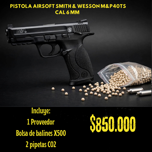 Pistola Airsoft Smith y Wesson Cal 6 mm CO2
