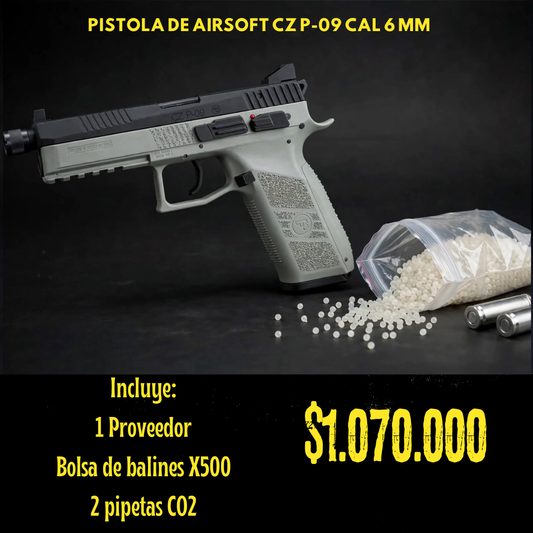Pistola De Airsoft Cz P-09 Cal 6 mm Co2