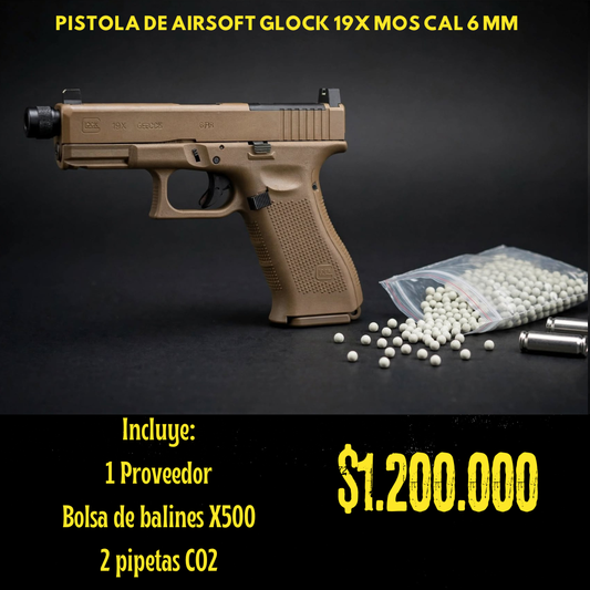 Pistola De Airsoft Glock 19X Cal 6 mm CO2