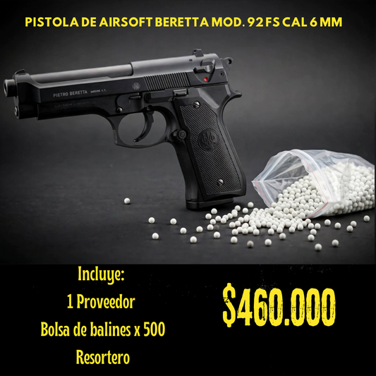 Pistola De Airsoft Beretta Mod 92 Cal 6mm RESORTE