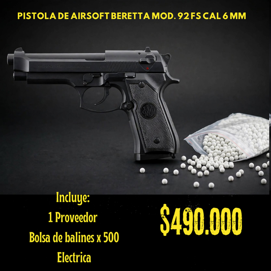 Pistola De Airsoft Beretta Mod 92 Cal 6 mm ELECTRICO
