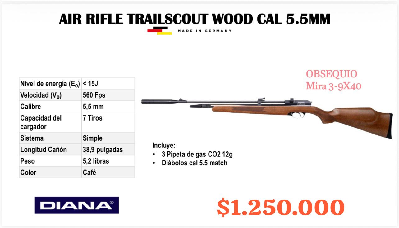 Air Rifle Trailscout Wood Cal 5.5 mm